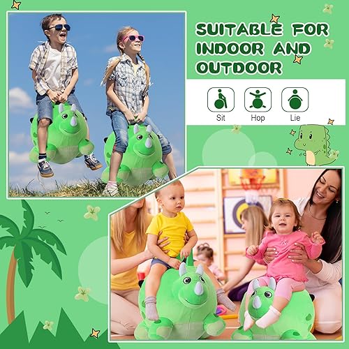 Miniatura 6 de Woanger Dino Bouncing Animal Hopping Toys Dinosaur Hopper Ball Dinosaurio Ride on Toys Bouncy Dinosaur Bouncing Ball con asa para niños y niñas en