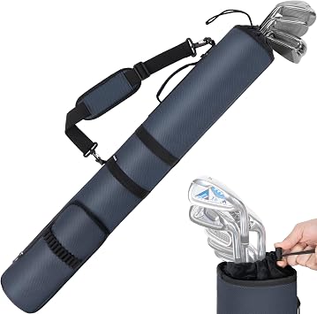 AKOZLIN Lightweight Golf Sunday Bag Golf Travel Carry Bag 3-6 Clubs Foldable Small Golf Bag with Shoulder Strap Black