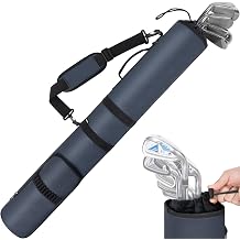 AKOZLIN Lightweight Golf Sunday Bag Golf Travel Carry Bag 3-6 Clubs Foldable Small Golf Bag with Shoulder Strap Black