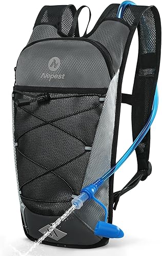 Nepest Mochila de hidratación con bolsa de agua de 2 L para ciclismo, mochila de agua para senderismo, correr, mochila de hidratación ligera
