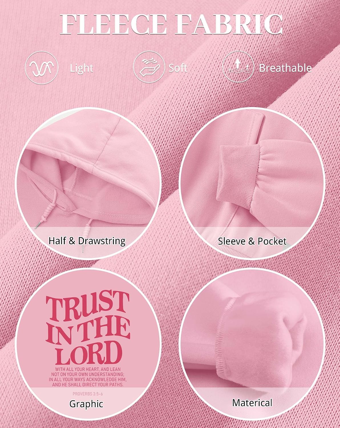 Tuislay Trust In The Lord Graphic Hoodies Christian Faith Sweatshirts For Women Bible Verse Religious Hoodie Pullover Tops