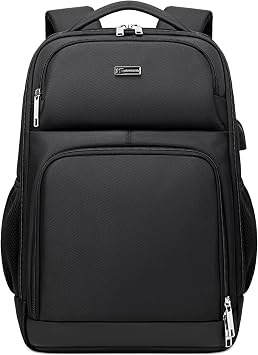 DUSLANG Laptop Backpack,Business Travel Anti Theft Slim Durable Laptops Backpack with USB Charging Port,Water Resistant College Computer Bag for Women & Men Fits 15.6 Inch Laptop and Notebook, Black