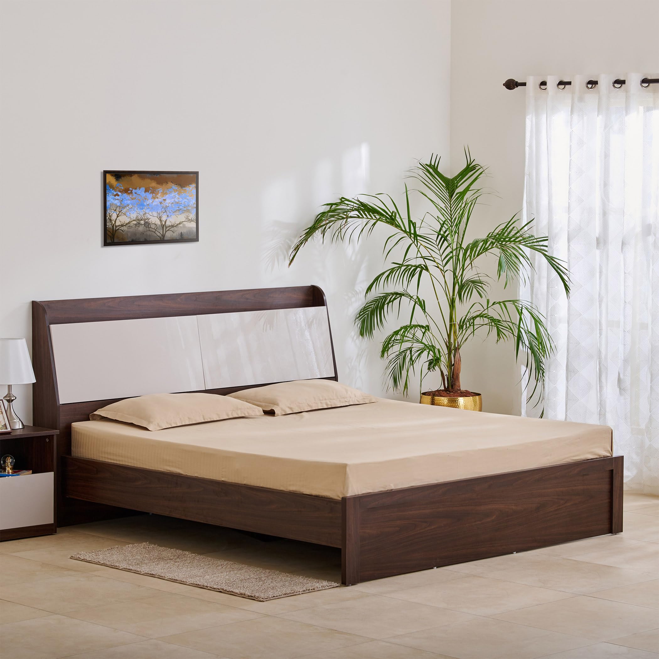 Home Centre My Bed Tulip Queen Bed with Headboard Storage - Brown