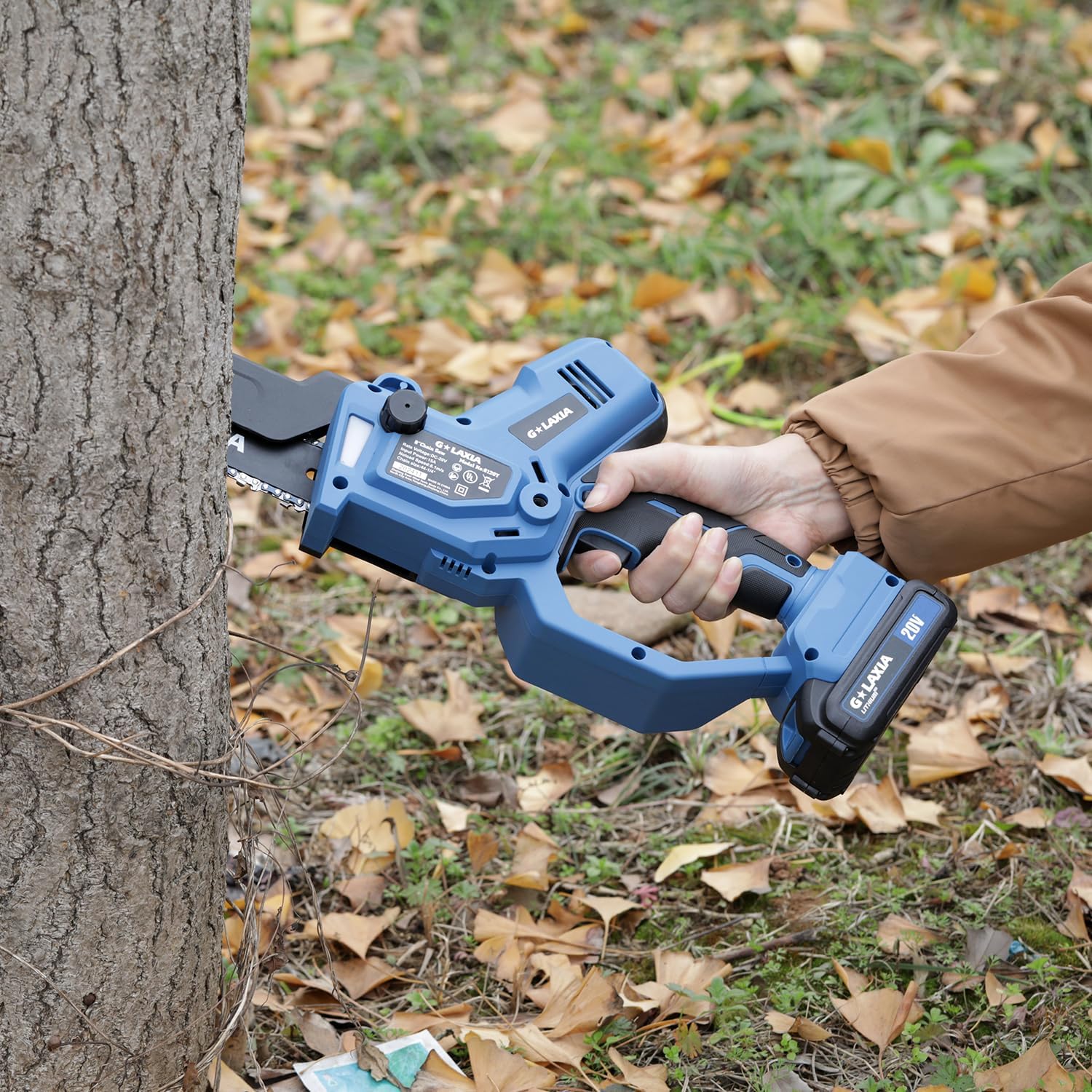 8 Inch Mini Chainsaw Cordless - Electric Chain Saw Battery Powered One-Hand Tree Trimming Saw with 2 Batteries for Tree Trimm, Cutting Wood, Garden Tool, Gift for Men Women