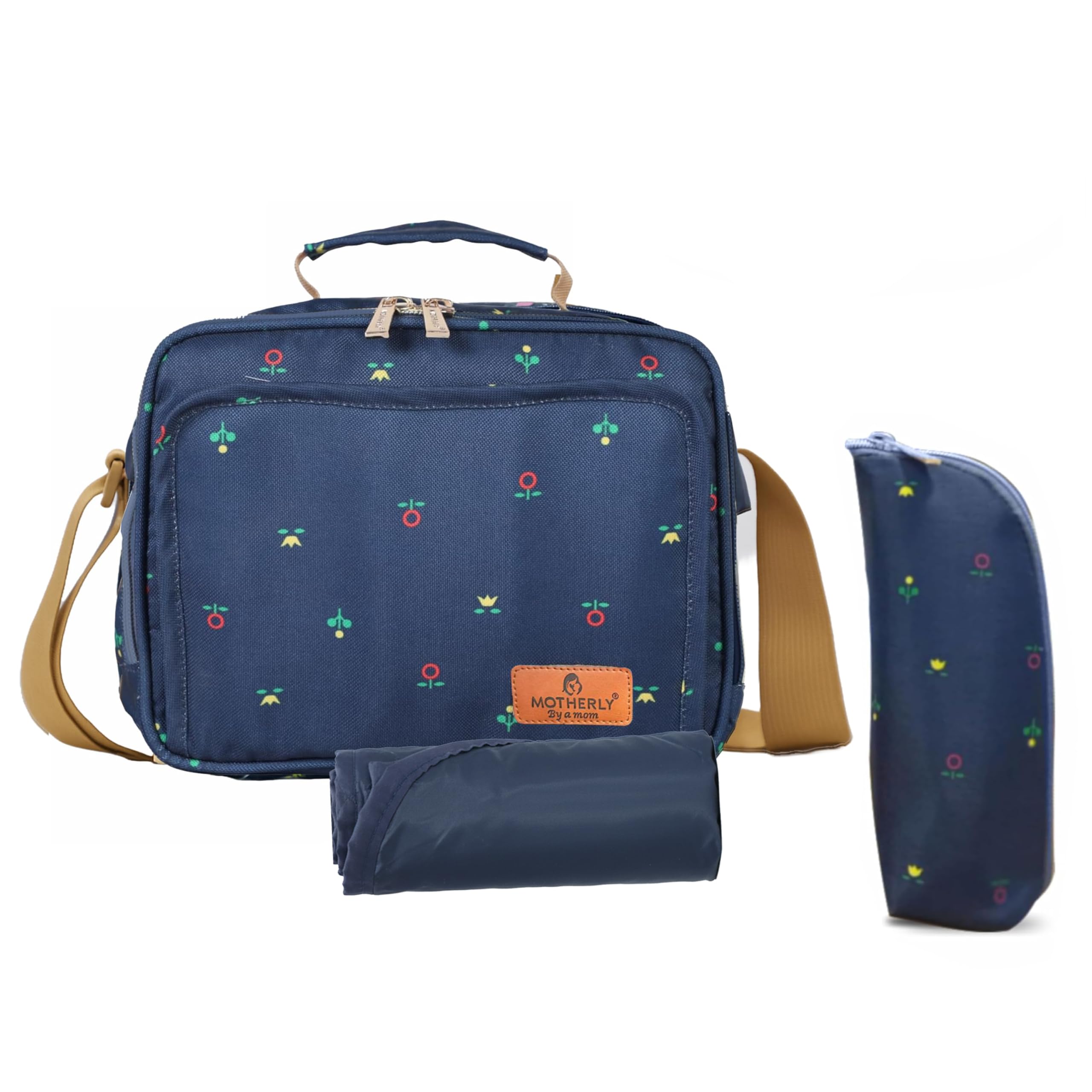 Mini Magic Diaper Bag for Mothers for Travel – Combo Set with Accessories. Small Maternity Handbag for Newborn Baby Mothers Travel Bag Multiple Pockets Water Resistant Baby Bag (Blue Flower)-image-30