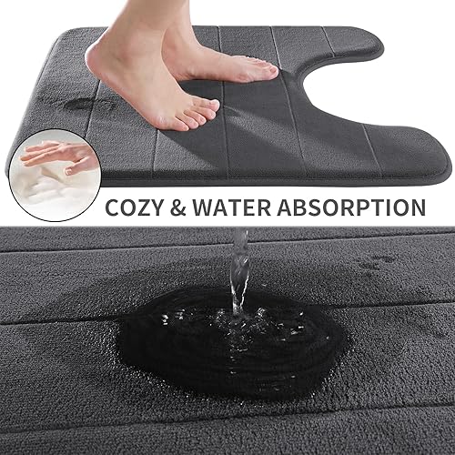 Miniatura 3 de Yimobra Tapete de baño de espuma viscoelástica para inodoro en forma de U suave y cómodo súper absorción de agua antideslizante grueso lavable a