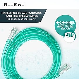 ResOne 7Ft Oxygen Supply Tubing, Crush Resistant, Standard Connectors for Nasal Cannulas, Cannula Nasal Tubing, Oxygen Concentrator - Green