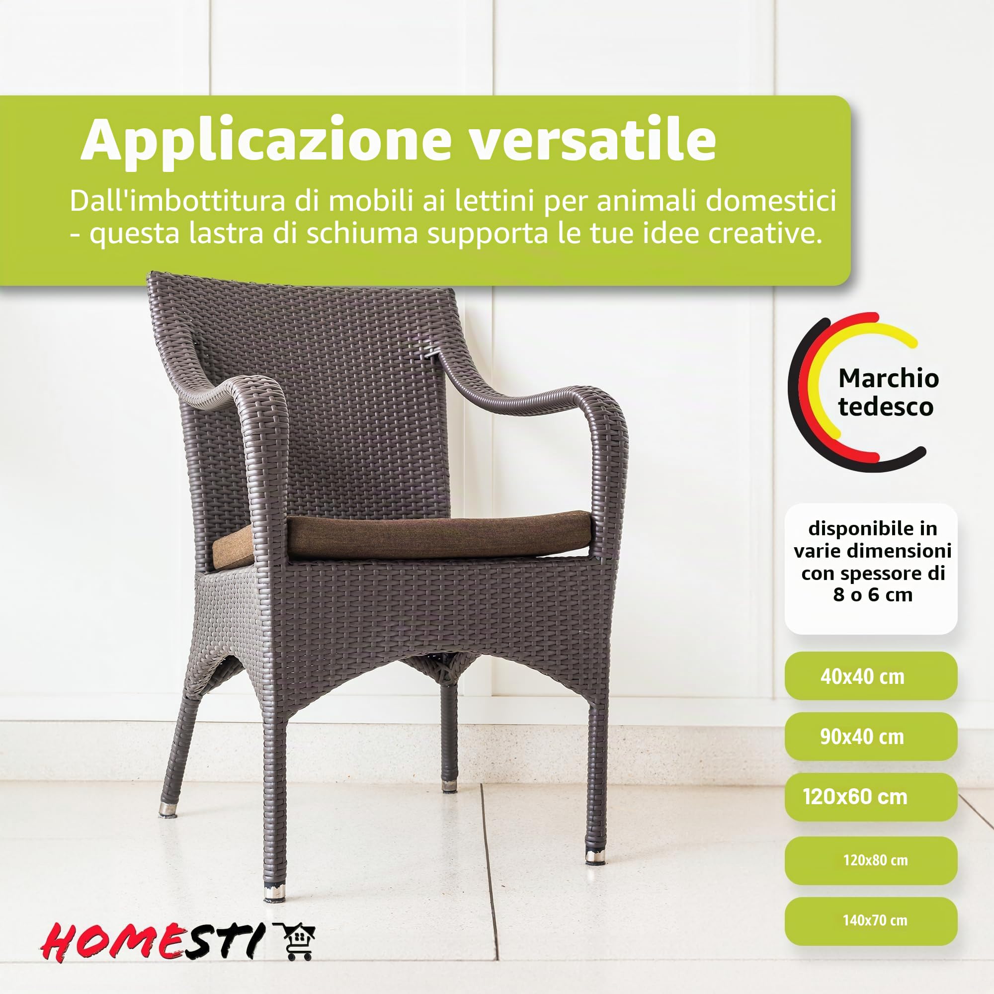 Piastra in schiuma 120 x 80 x 8 cm, durezza media, tappetino in schiuma da tagliare, come cuscino per sedile, materasso, progetti fai da te, pallet