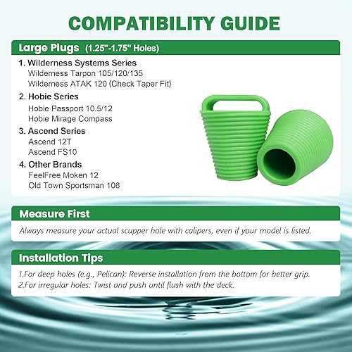 Miniatura 4 de Kit de 8 tapones para kayak, tapones de goma termoplástica, orificios de drenaje, tapón con mango