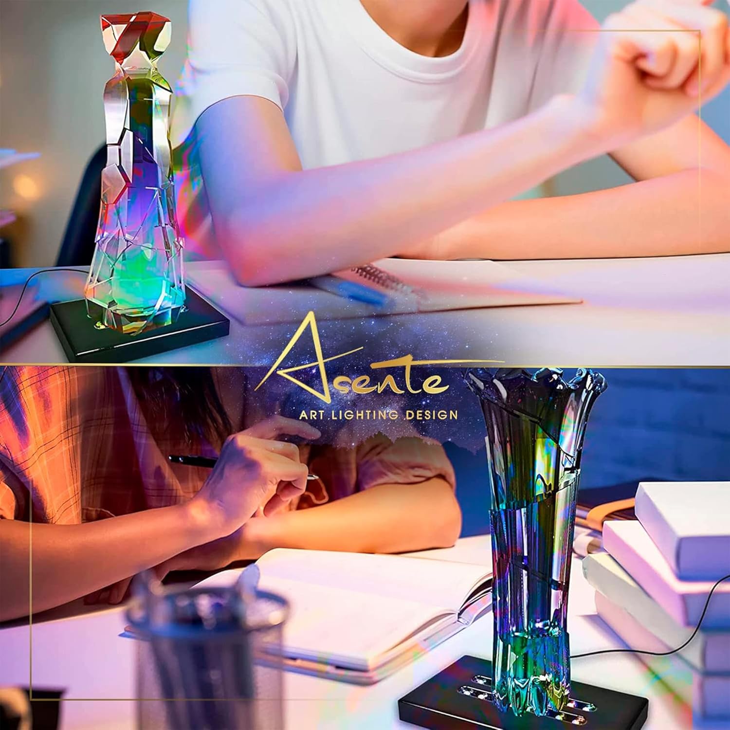 16 LED White Light Base for Glass Art - Illuminated Display Base for Crystal, Glass Art, and Crystal Cube Base - Rectangular Satin Matte Black - AC/USB Adapter Powered - 6.5"x 3.5"x 1" (Black)