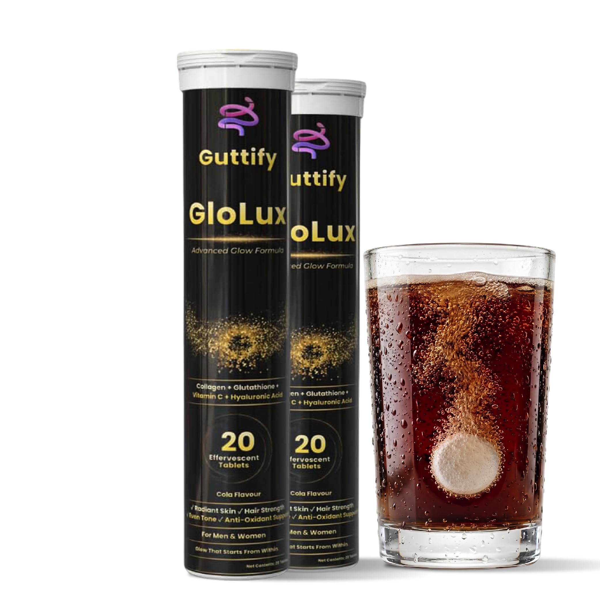 L-Glutathione 500mg Effervescent Tablets | Supports Skin Whitening, Glow & Anti-Aging | Hyaluronic Acid + Vitamin C + Vitamin E | Sugar-Free Skin Brightening Supplement for Women | 20 Tablets (Glolux Blueberry) — Amazon image 7