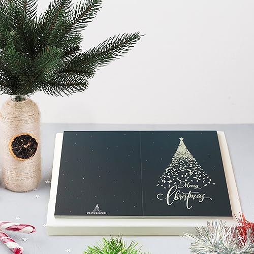 Miniatura 5 de CLEVER SIGNS Tarjetas de Navidad de lámina plateada, paquete de 24 con sobres, tarjetas de Navidad en caja, tarjetas de Navidad a granel, tarjetas