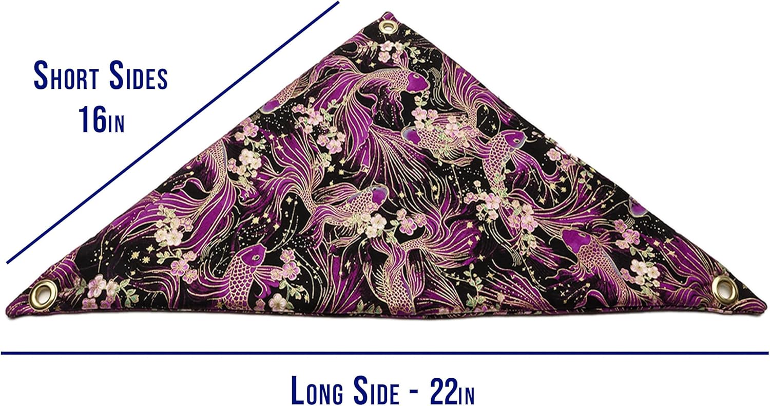 Hammock for Bearded Dragons, Purple Koi Fabric with Suction Cup Hooks