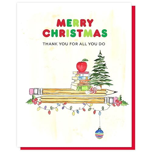 Card for Teachers Christmas Thank You, Christmas Card Cute School