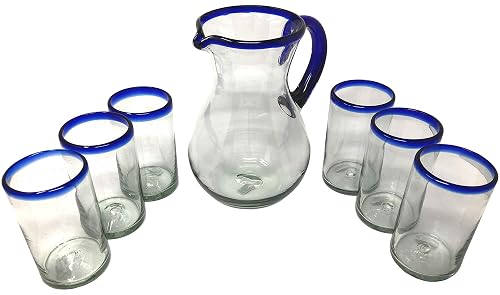 Dos Sueños Mexican Hand Blown Glass Drinkware Set - Includes