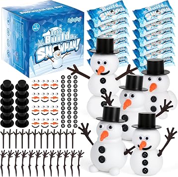 12 Pack Build a Snowman Indoor Decor, DIY Christmas Crafts for Kids School