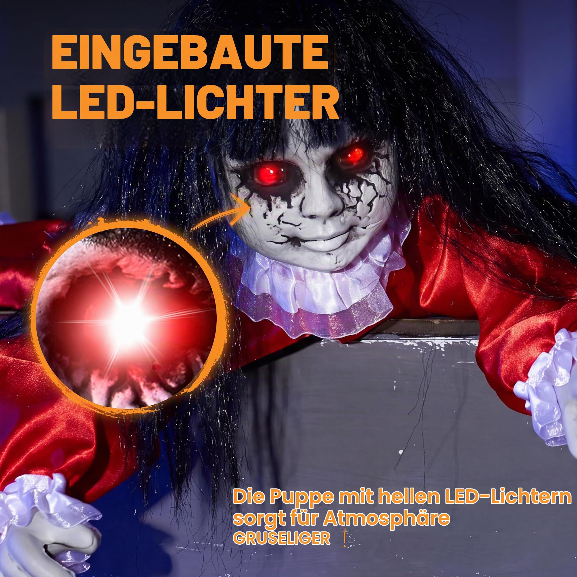 JOYIN Halloween Animatronics Dekorationen Outdoor Groundbreaker Krabbelpuppe Gruselige Halloween Friedhof Dekoration Außendekor Gruselige Spukhaus Requisite Sound aktiviert mit Geräuschen und Lichtern