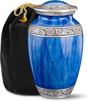 Blue Watercolor Urn for Ashes Adult Male Large Cremation Urns for Human Ashes Memorial Funeral Urn for Men & Women, Home Display, or Burial