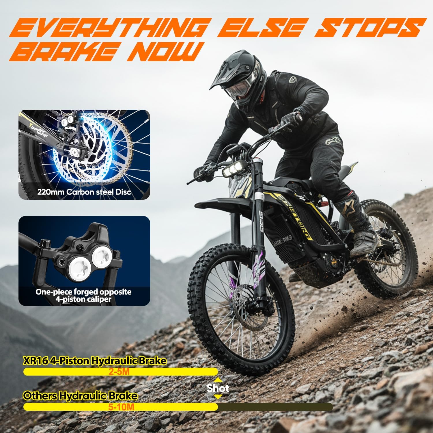 XR16 Electric Dirt Bike,16000W/460N·m Mid-Drive Motor,56MPH Electric Motorcycle Bike for Adults,72V/40AH/75Miles Electric Motorbike, Removable Battery,4h Fast Charging, 19”/18” Tire Off-Road Ebike