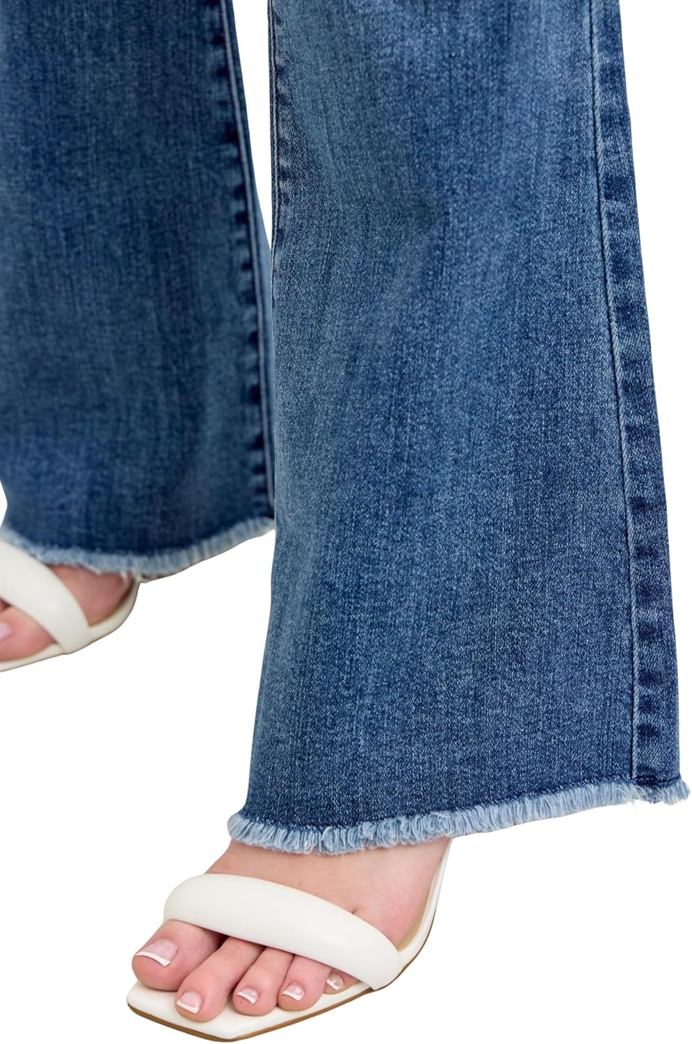 Judy Blue Women's Mid-Rise Vintage Wash Fray Hem Flare Jeans