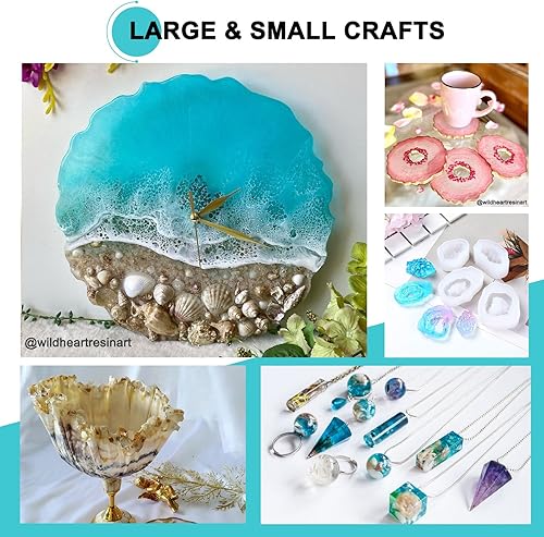 Miniatura 6 de JDiction Resina epoxi, resina epoxi de alto brillo de 2 galones, resina autonivelante y endurecedor para fabricación de joyas, mesa, madera y