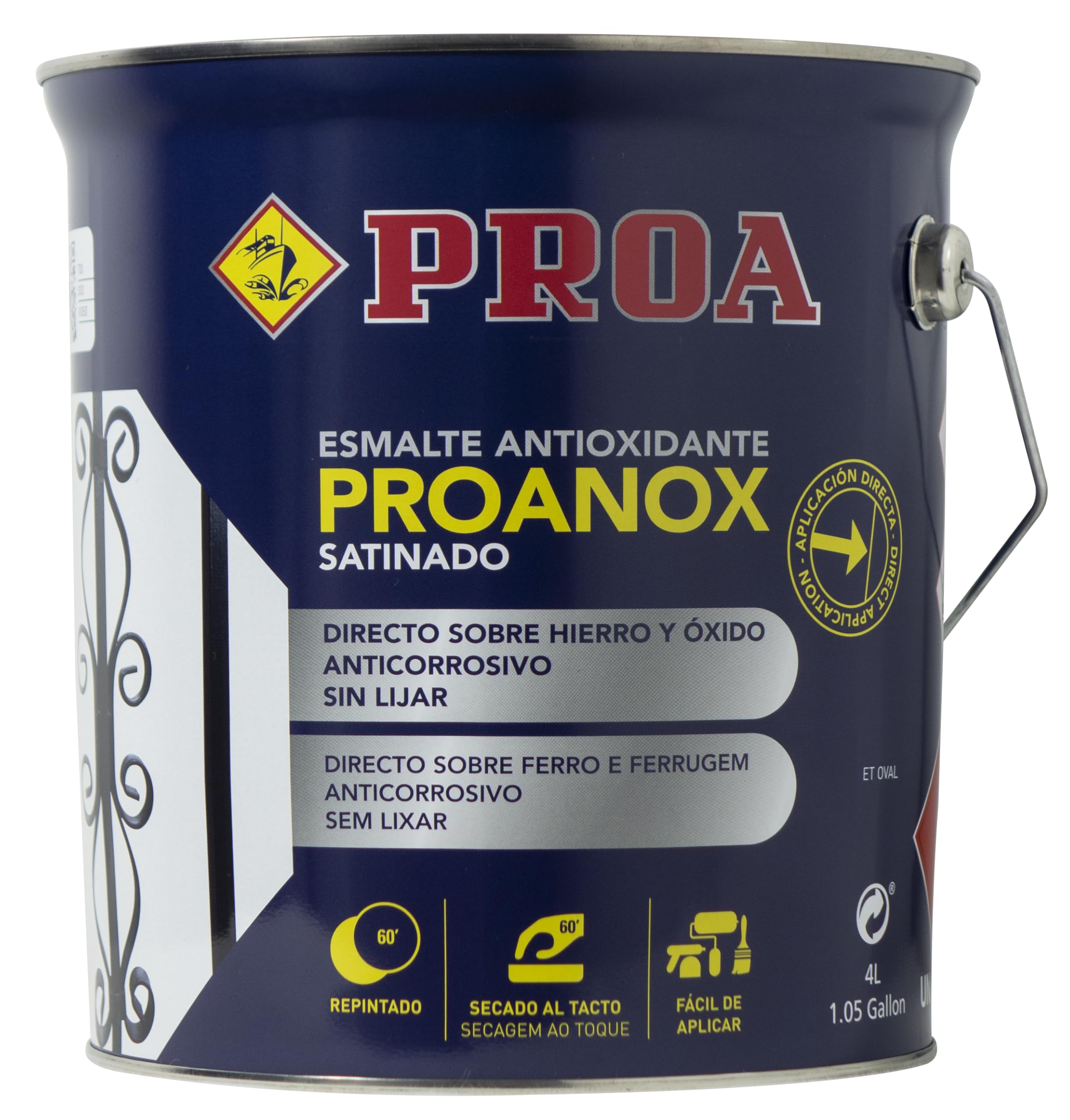 Esmalte antioxidante directo sobre óxido. SATINADO. RAL 7016. 750 ML. Pintar sobre hierro y óxido sin necesidad de imprimación. PROANOX. — view 9