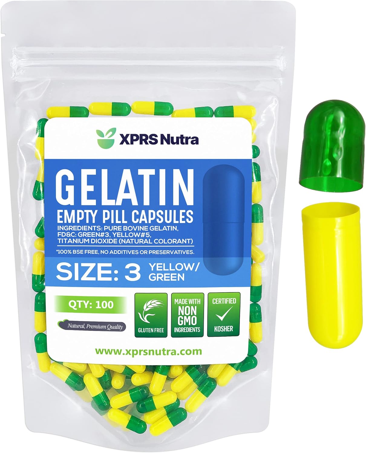 XPRS Nutra Size 3 Empty Capsules Empty Gelatin Capsules Capsules Express Empty Pill Capsules