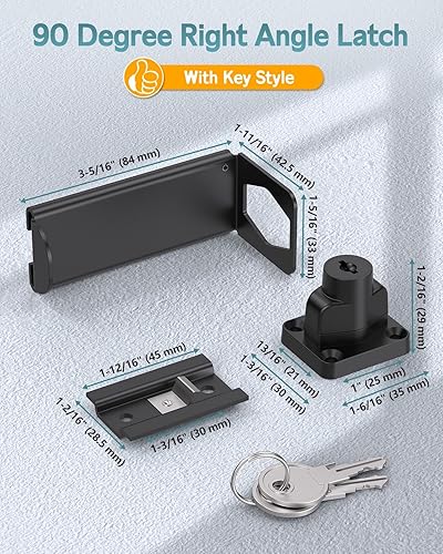 Miniatura 2 de Cerradura de cerrojo de puerta de 90 grados, pestillo de ángulo recto de seguridad para el hogar, cerradura de puerta corrediza de granero para