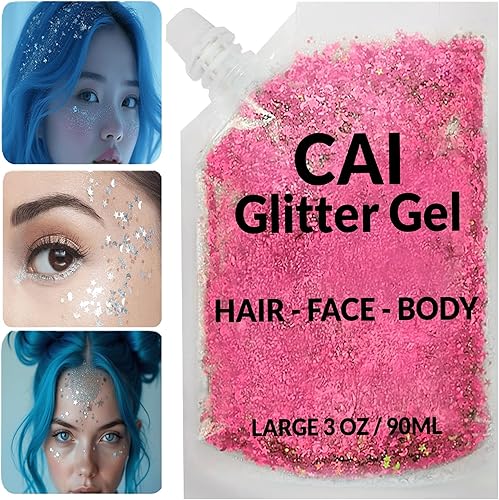 Vista 43 de CAI BEAUTY NYC brillantina Fácil de aplicar, fácil de quitar brillantina gruesa para cuerpo, cara y pelo Bolsa holográfico Grado Cosmético .1