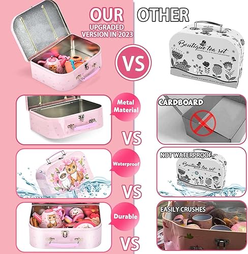 Miniatura 3 de Lajeje Juego de té de 52 piezas para niñas pequeñas, regalo para niñas de 3, 4, 5, 6 años, juego de fiesta de juguetes para niños, postres y estuche