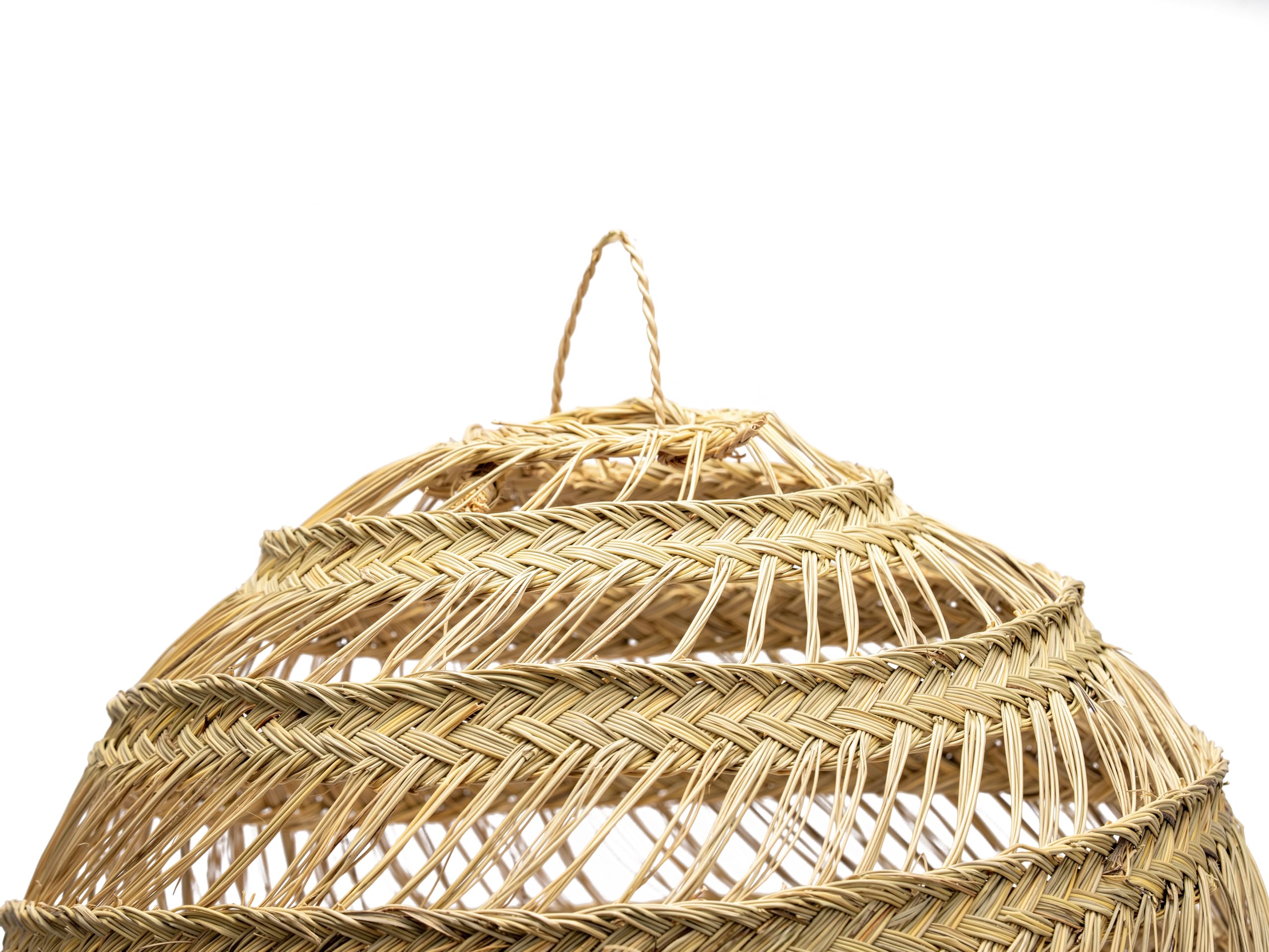 Pantalla de Lámpara Colgante Marroquí, Ratán Natural Trenzado, 45x25cm, Diseño Artesanal