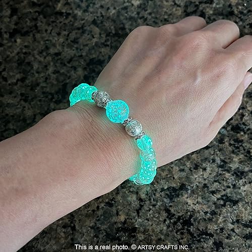 Miniatura 63 de ARTSY Crafts - Pulsera de cuentas de luciérnaga que brillan en la oscuridad para mujer, cuentas de vidrio luminosas, pulseras de cuentas de cristal