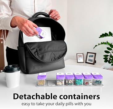 Extra Large Pill Organizer Weekly Pill Box 7 Day AM PM for Big Vitamins & Supplements, Large Capacity Medication Dispenser with 7 Detachable Compartments, XL Pill Organizer 2 Times a Day