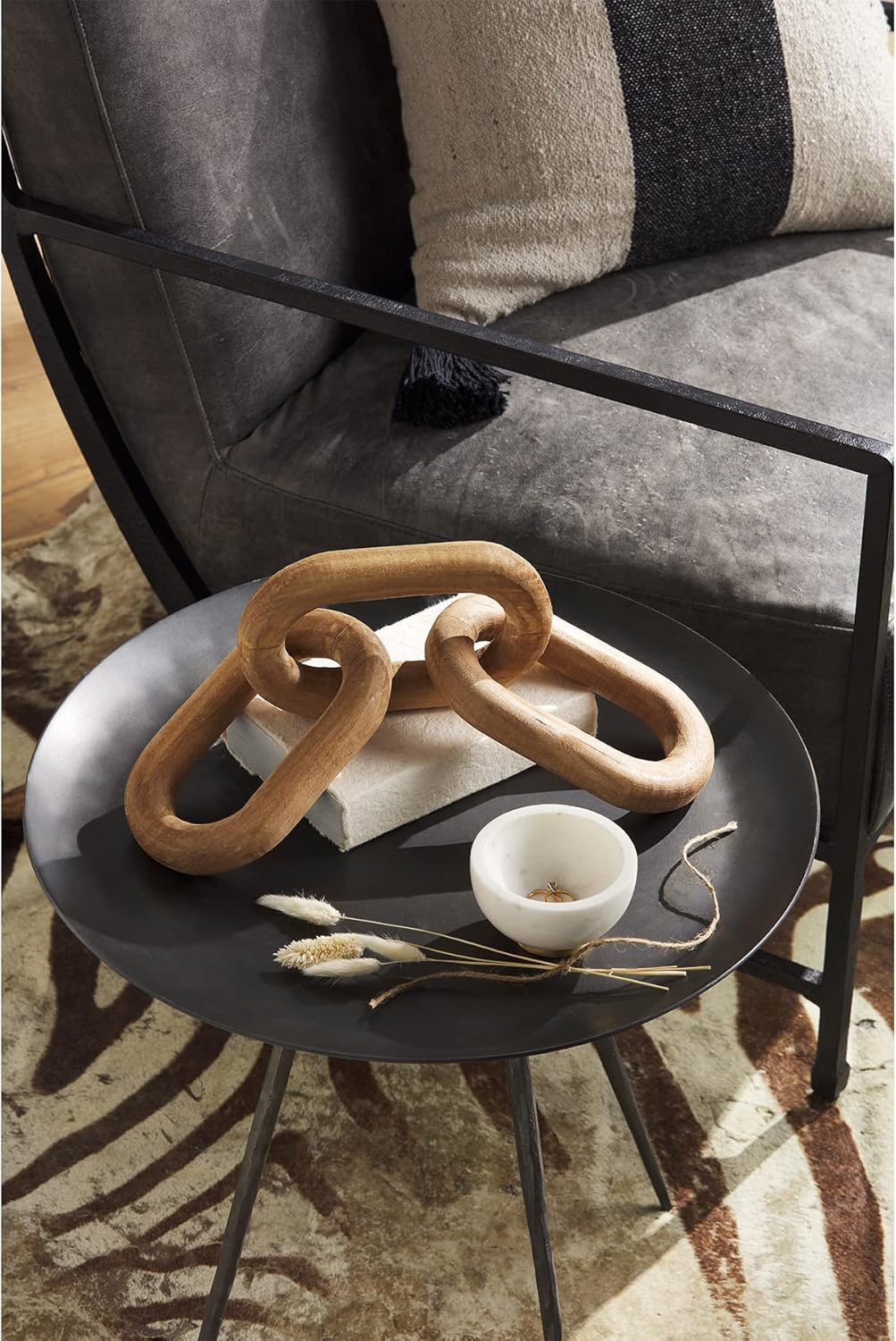 Mud Pie Wooden Decor Links, White, 17.5" x 5"