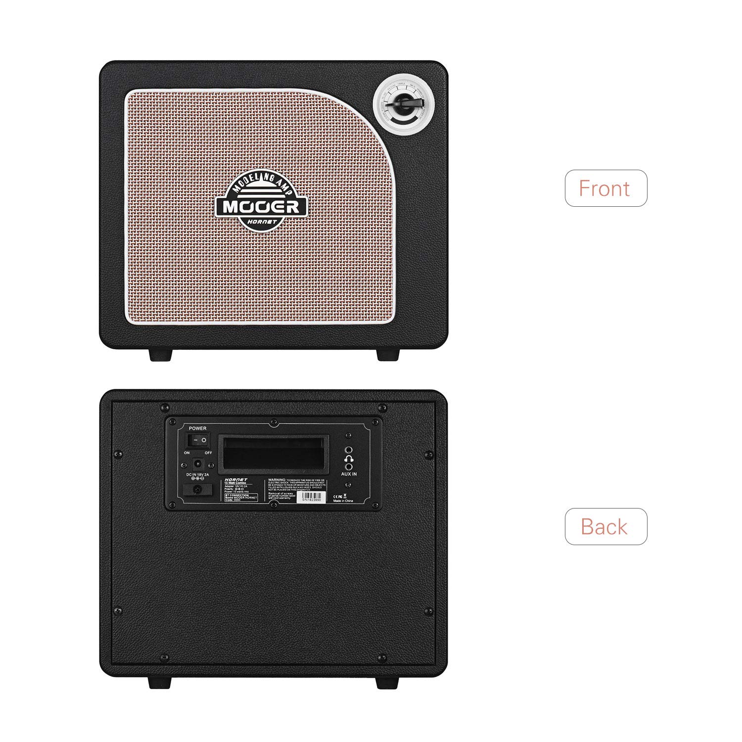 HORNET BLACK - Amplificatore digitale per chitarra, 15 Watt, modello 9 ampere, modulazione integrata, ritardo, effetti di riverbero, accordatore di chitarra modalità Live