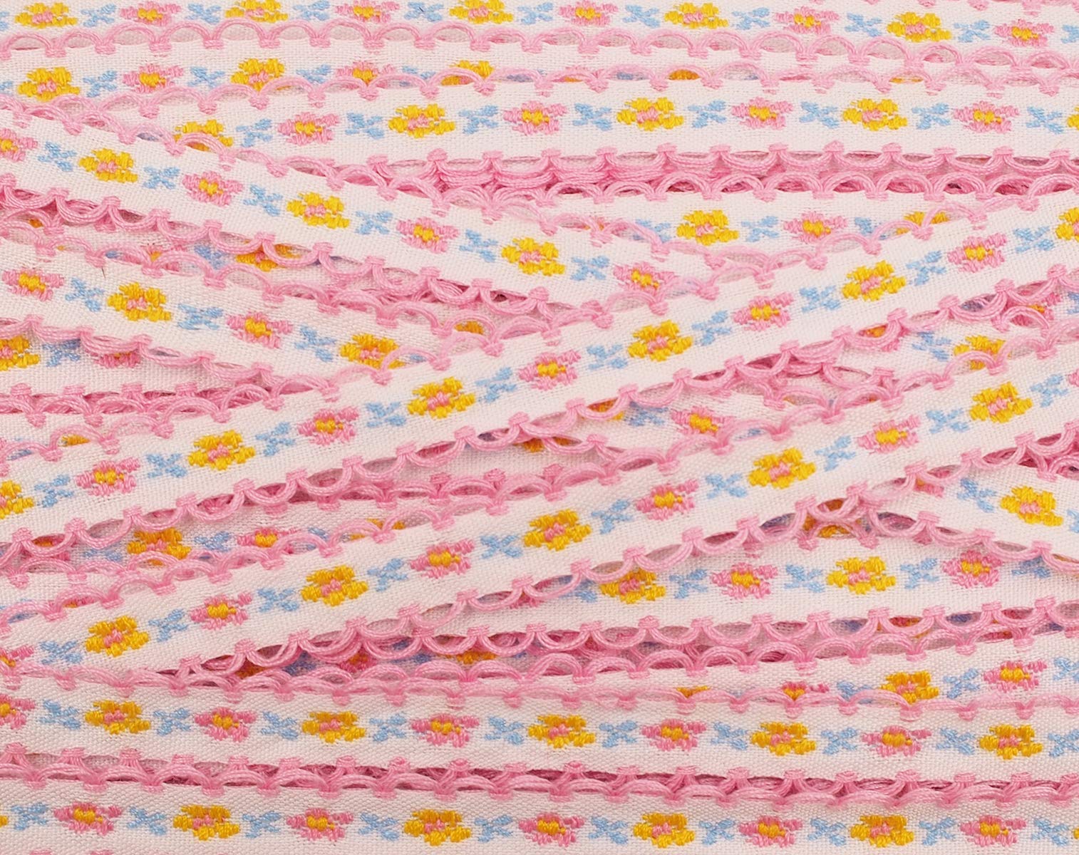 RayLineDo 22 Yards DIY Handmade Lace Rural Style Applique Sewing Craft Wedding Bridal Dress Embellishment DIY Party Decor Clothes Accessory (Pink)