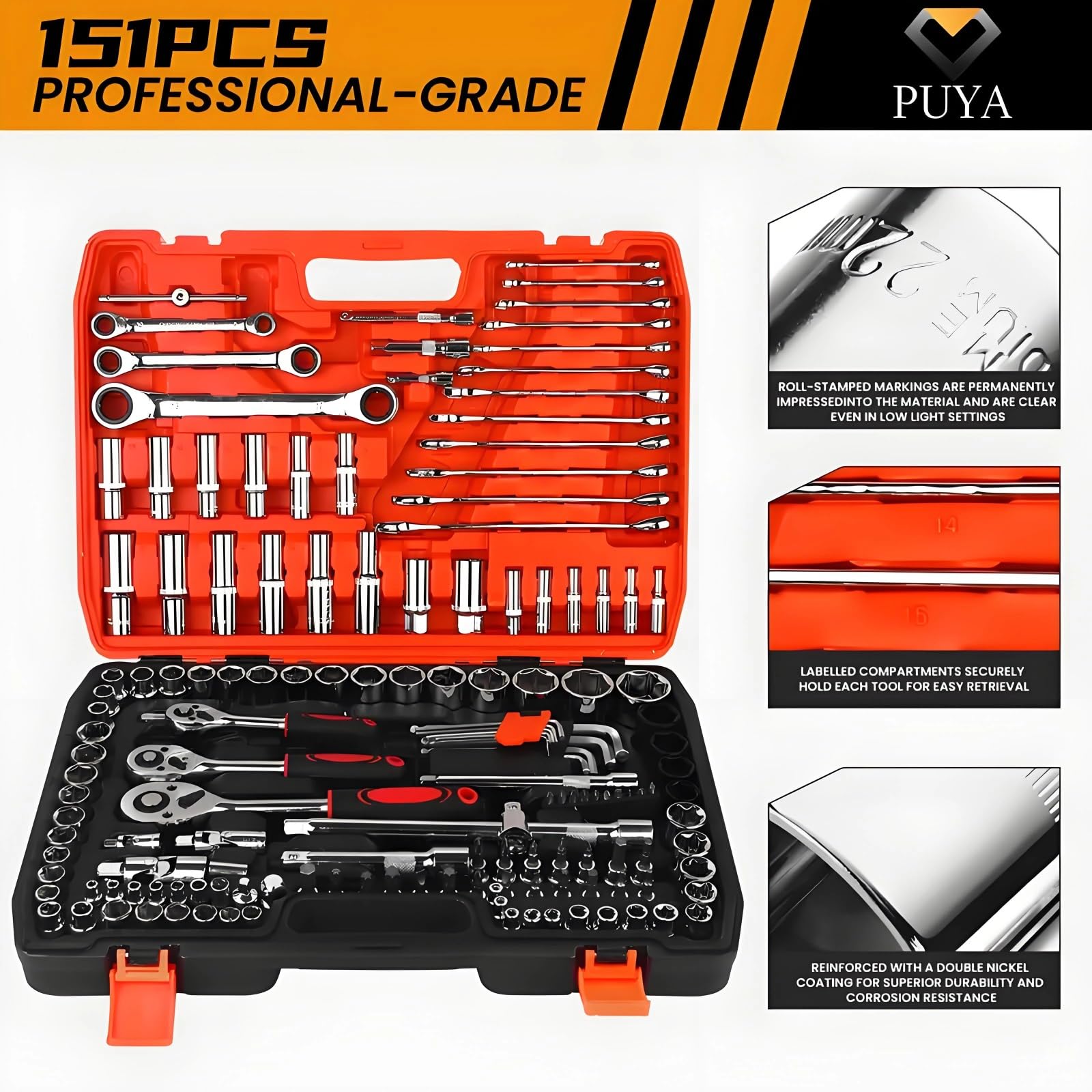 Set attrezzi da officina Kit Da 151 Pezzi Per Auto Bicicletta E Moto Set Di Strumenti Automobilistici Strumento A Cricchetto E Custodia Set Di Chiavi A Cricchetto