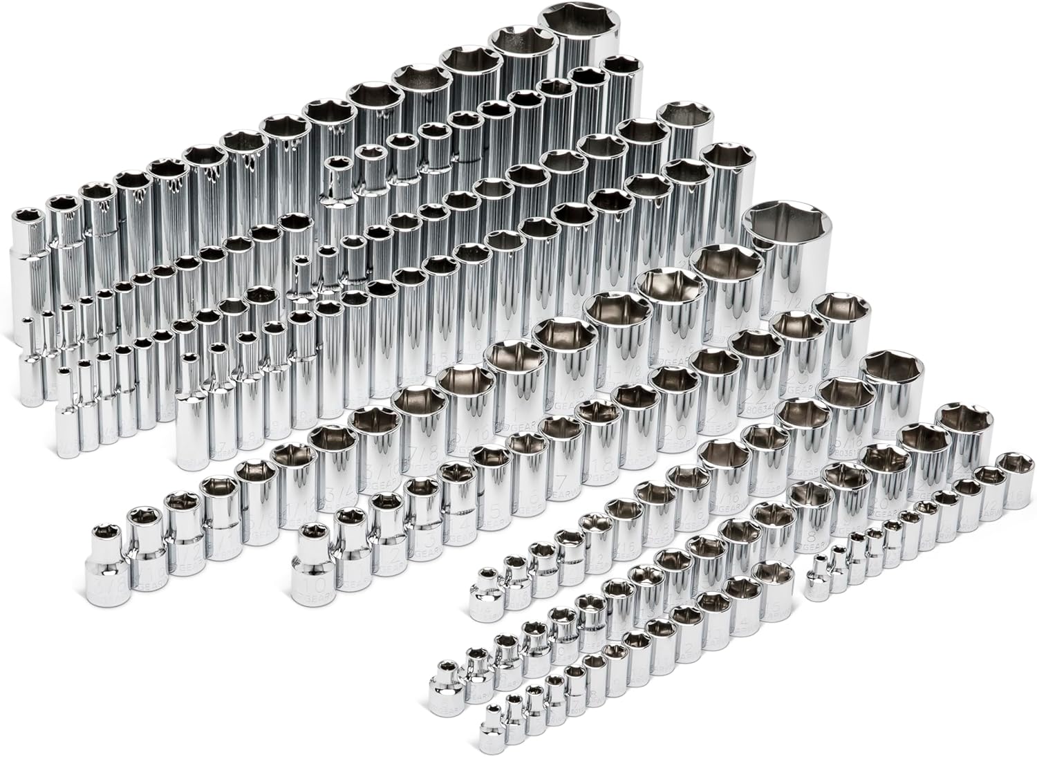 GEARWRENCH 163 Piece ¼, 3/8, & ½ Drive 6 Point Standard and Deep SAE/Metric Master Socket Set - 89073