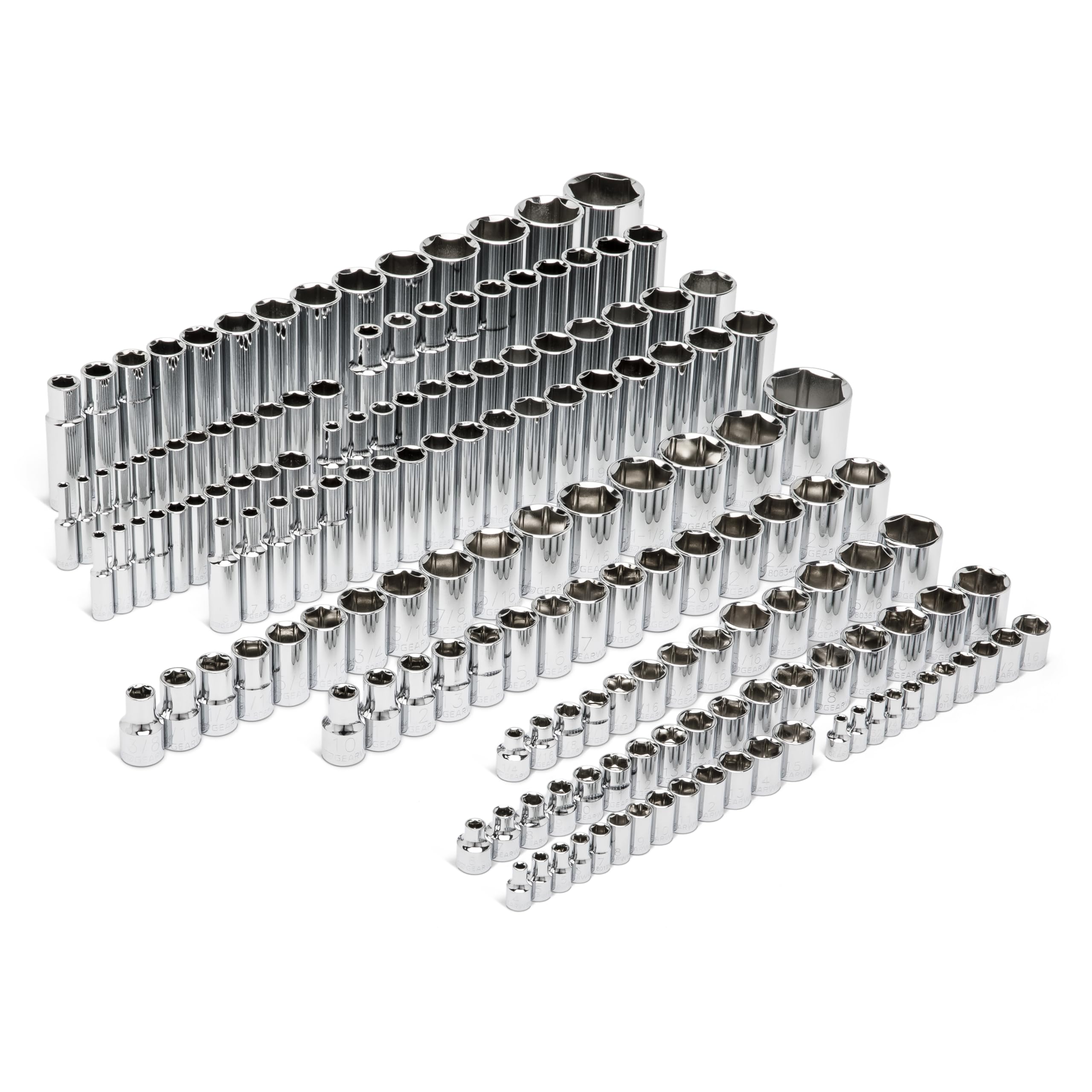 Gearwrench 89073 163pc 6pt SAE/mm Chrome SKT Set Std