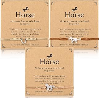 Ecation 30 Sets Horse Bracelets Gifts Horseshoe Party Favors Include 30 Adjustable Western Horseshoe Bracelets with 30 Inspirational Cards Cowgirl Cowboy Birthday Christmas Gifts for Horse Lover
