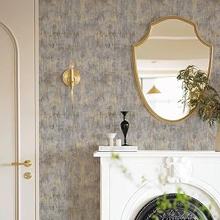 Textured Wallpaper Distressed Concrete Wallpaper 17.3in x 39.4ft White/G...