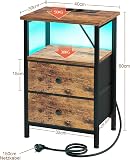 AMHANCIBLE EHETS02BR Bedside Table with Charging Station and LED Lights (Brown) Set of 2 - 6