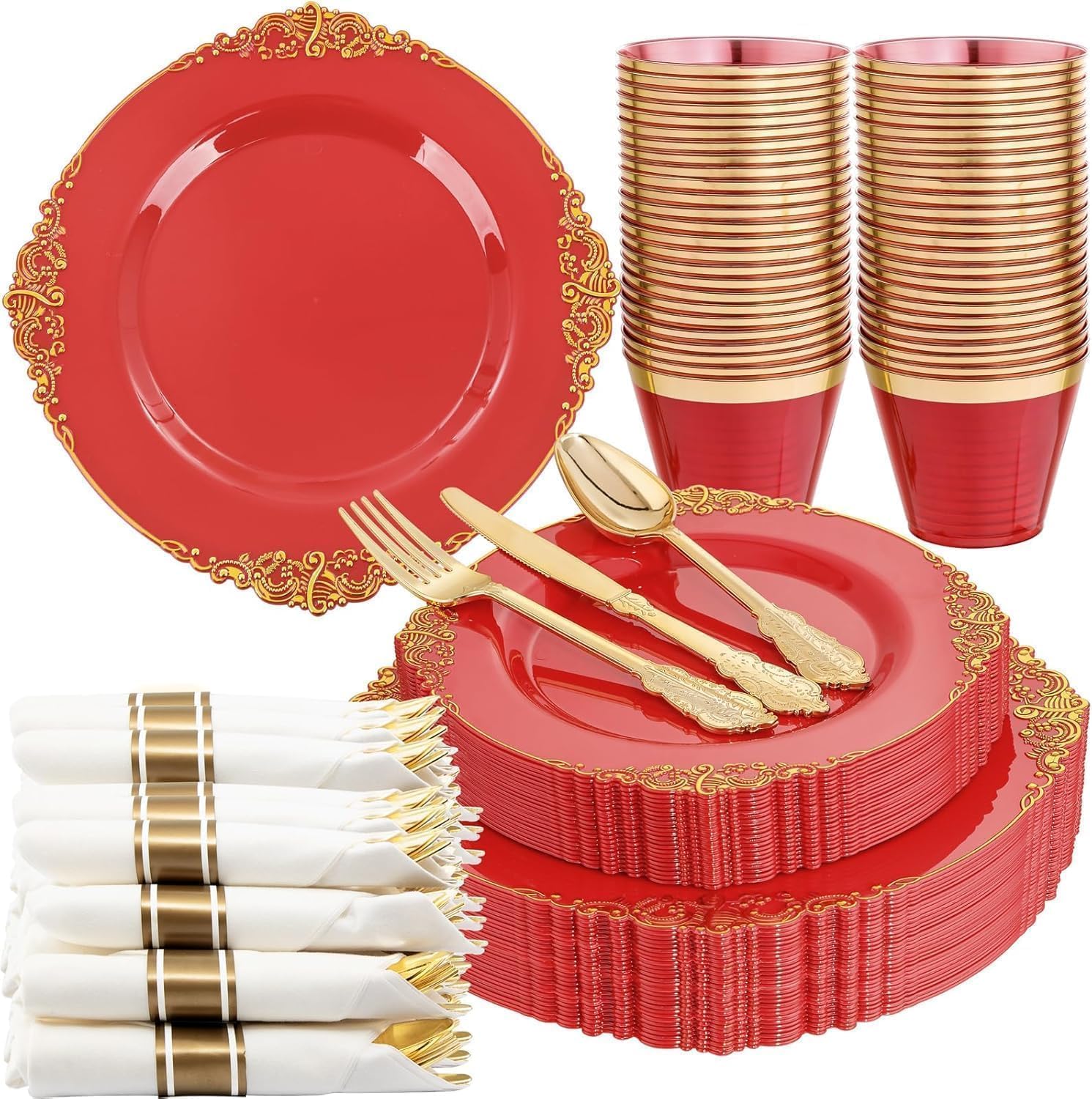 Elegant Green Gold Disposable Plates -11