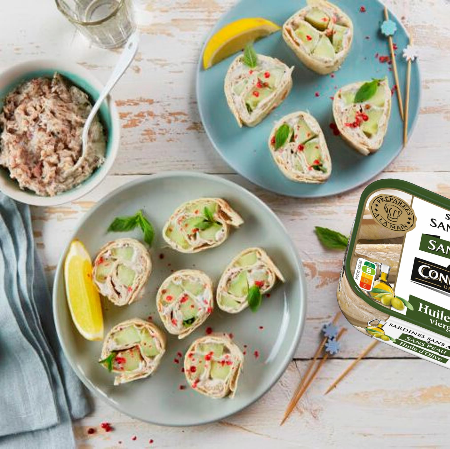 4 x Filets de Sardines huile d’olive 1/5 - Connetable sardines sans peau sans aretes mise en boite a la main