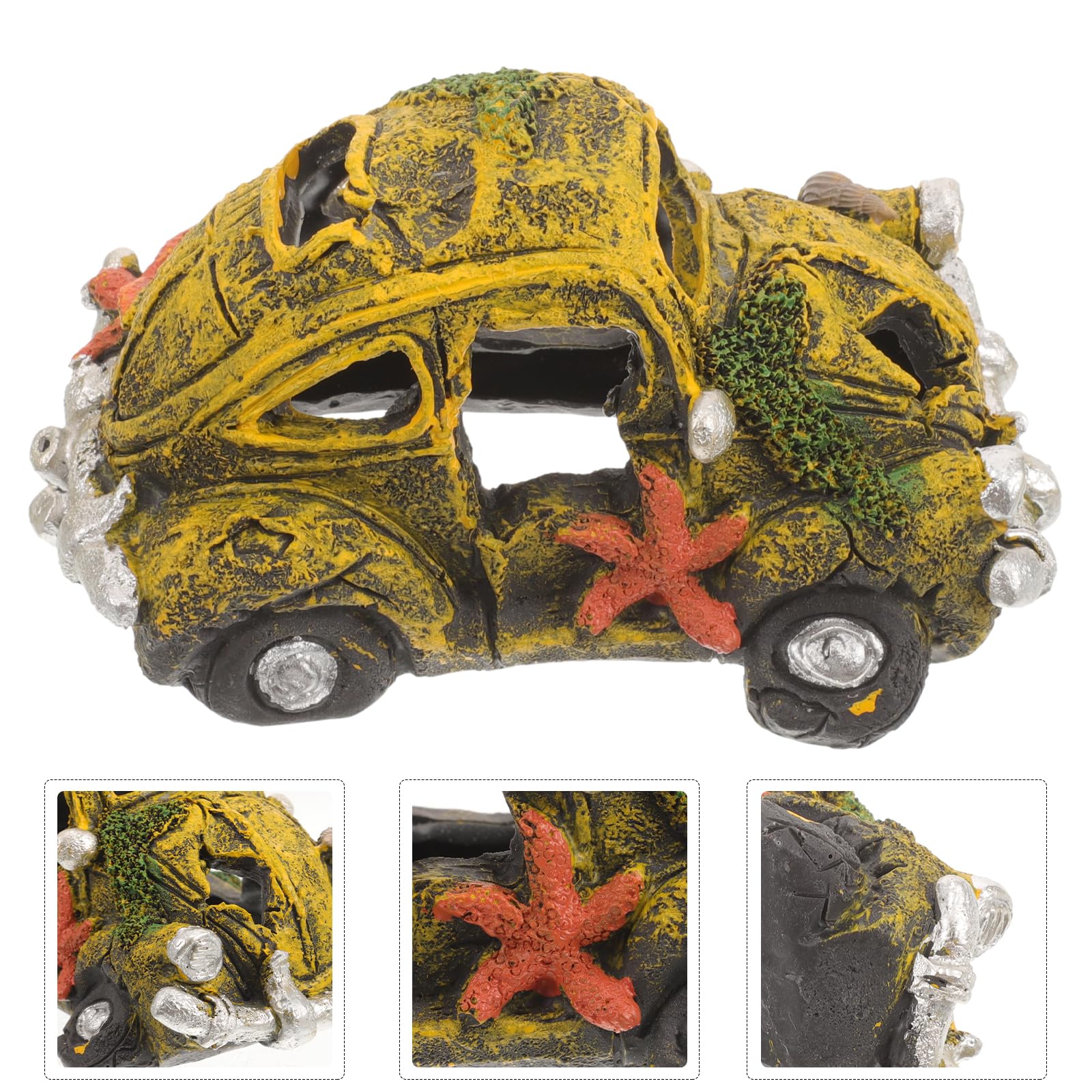 FRCOLOR Fish Tank Decoration Car Shape Aquarium Hiding Shelter Resin Aquarium Decor 5.31X3.14X2.75 Inch Fish Tank Ornament for Turtle Shrimp : Pet Supplies