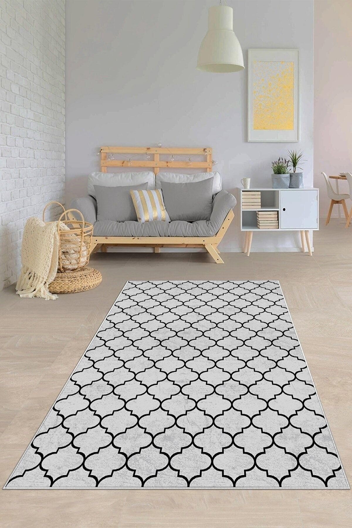 Pelangi Gri Eskitme Desen Yıkanabilir Kaymaz Taban Leke Tutmaz Modern Salon Halısı Ve Yolluk, Gri 120 x 160