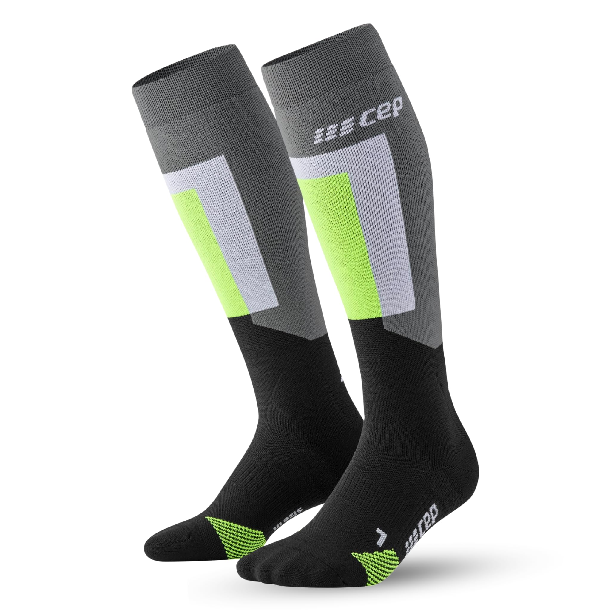 CEP Ski Thermo Tall Compression Socks, Grey/Black, Men, V