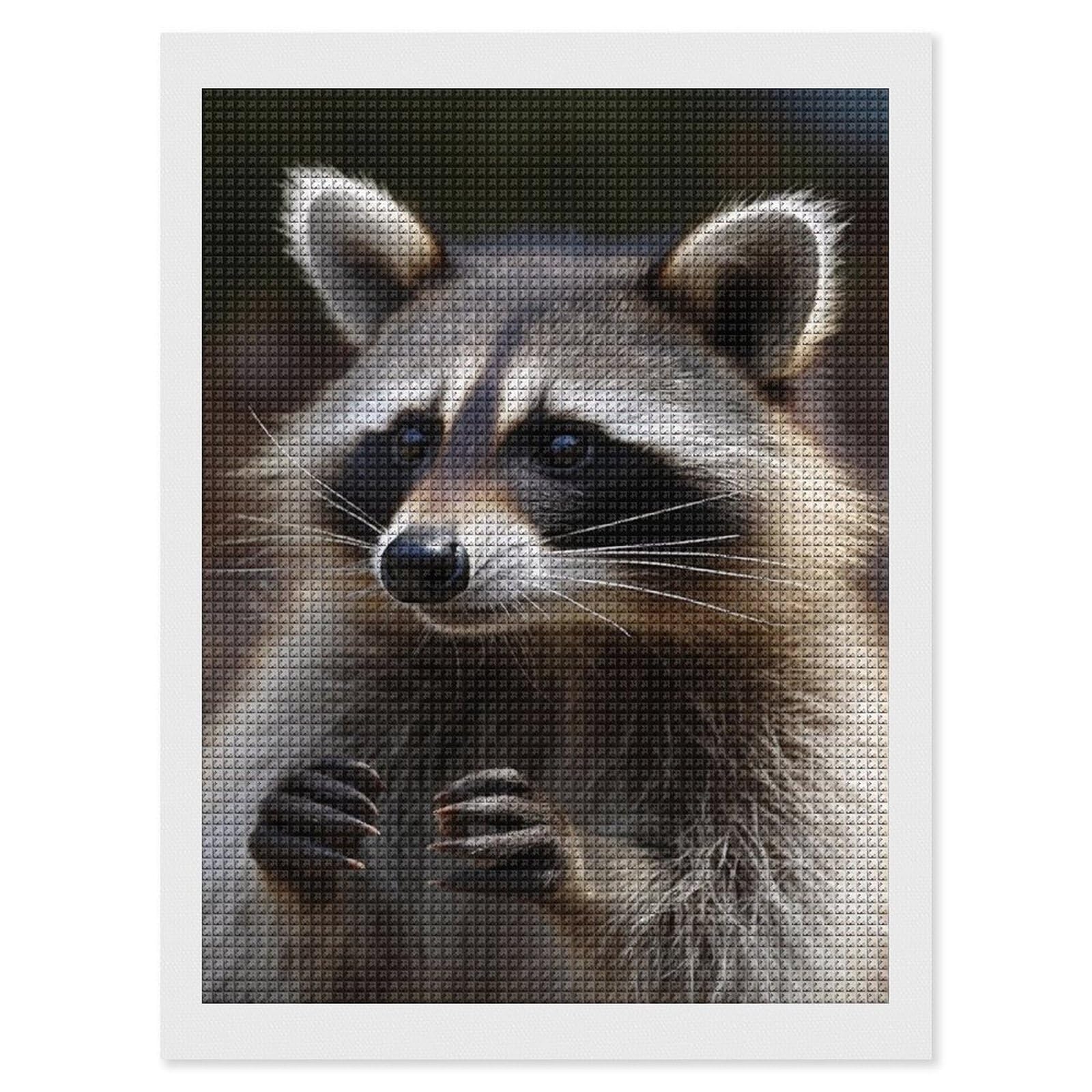 Raccoon Diamond Art Kits for Adults, DIY 5D Diamonds Painting Kits for Beginner, Round Full Drill Diamond Dots Painting, 12"x16" Diamonds Pictures Gem Art and Crafts Wall Decor