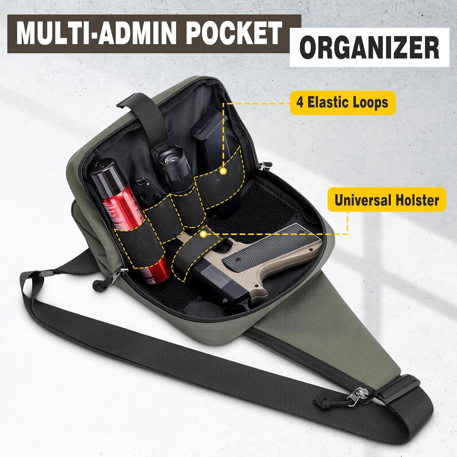 Crossbody Sling Bag, Concealed Carry Bag for Men & Women - CCW Sling Bag with Adjustable Holster, EDC Shoulder Bag - Image 5