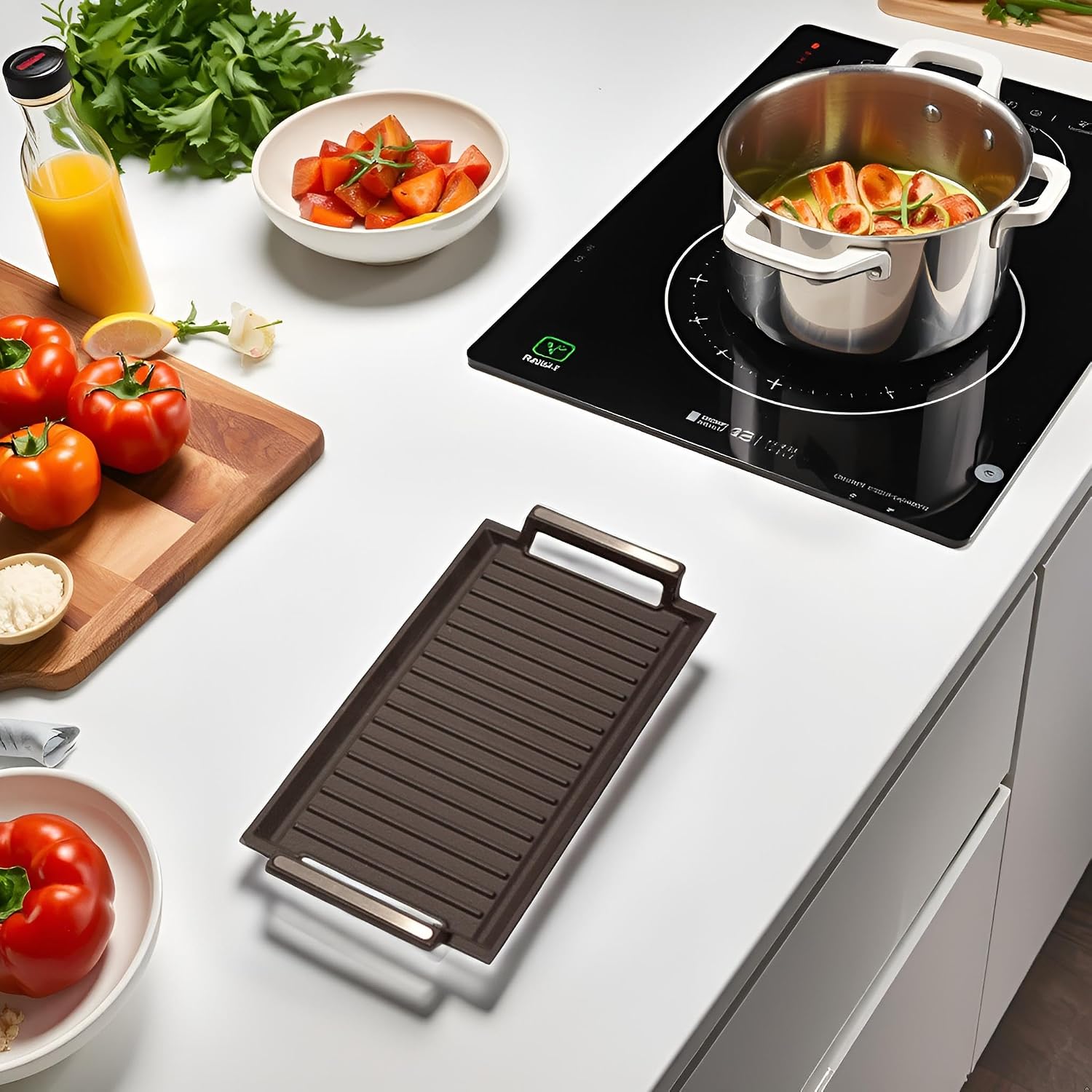 Cata 3017400 Barbecue Grill for Induction, Cast Iron, Great Strength and Durability, Easy to Clean